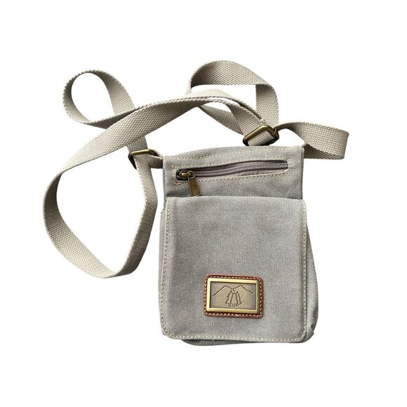 Triple Tree canvas crossbody shoulder bag purse gray adjustable - Picture 2 of 12